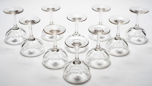 Set of Ten Edwardian Slice Cut Champagne Glasses - circa 1905