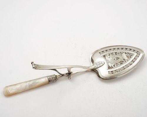 Nice Continental Silver Serving Tongs - circa 1870