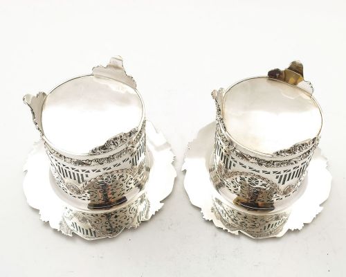 Fabulous Pair Edwardian Silver Plated Bottle Coasters - circa 1905