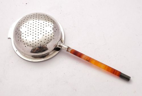 Lovely Agate Handle & Silver Tea Strainer - Birmingham 1937