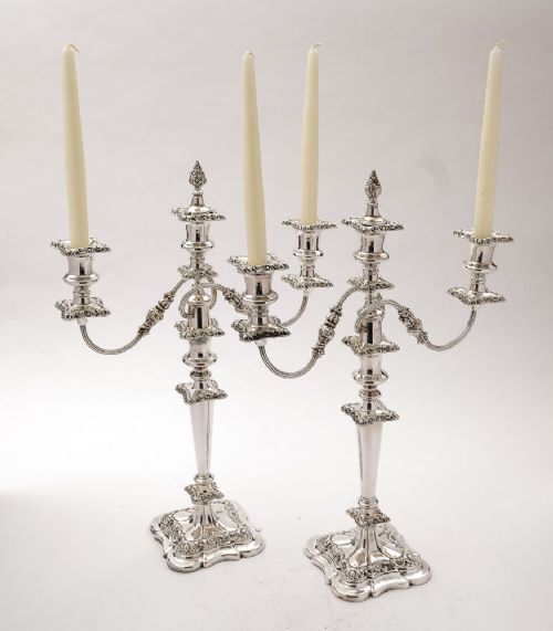 Magnificent Pair Edwardian Grand Silver Plated Candelabra- circa 1905