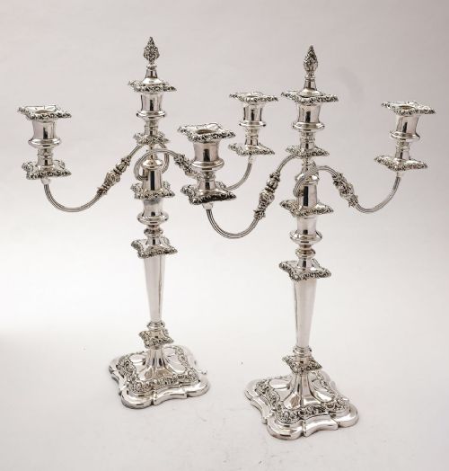 Magnificent Pair Edwardian Grand Silver Plated Candelabra- circa 1905