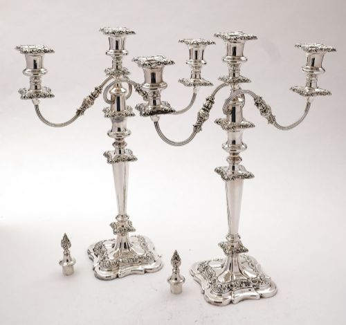 Magnificent Pair Edwardian Grand Silver Plated Candelabra- circa 1905