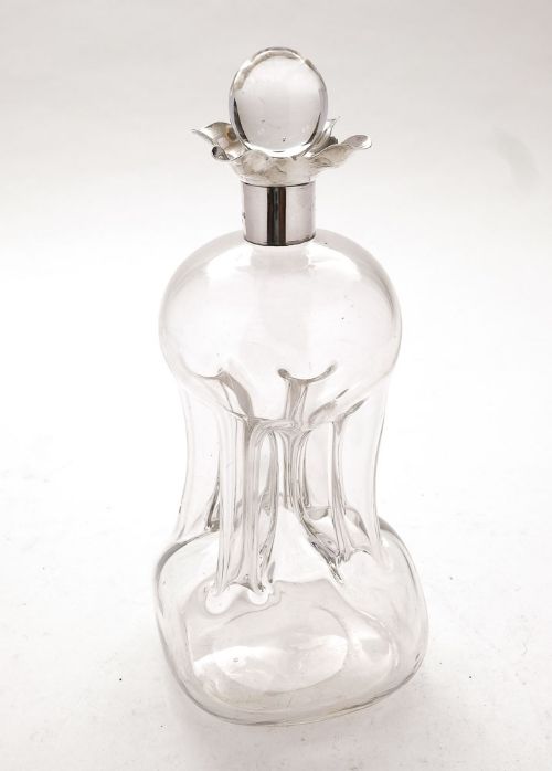 Nice English Silver Topped 'Glug Glug' Decanter - Birmingham 1912