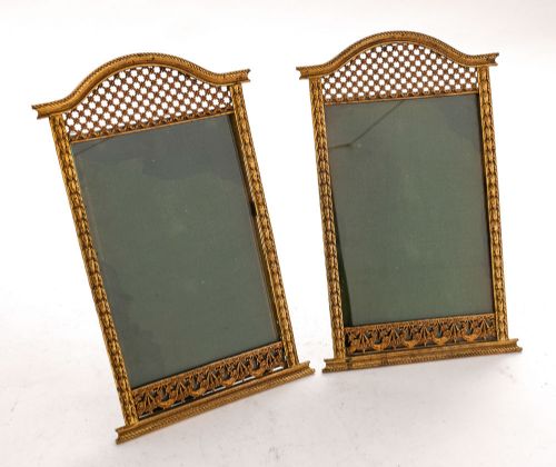 Pretty Pair French Brass Photograph Frames - circa 1900