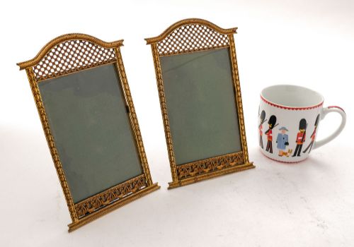 Pretty Pair French Brass Photograph Frames - circa 1900