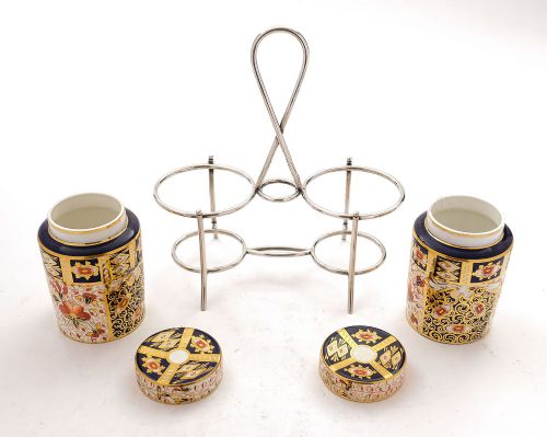 Delightful Pair Edwardian China Preserve Jars - circa 1905