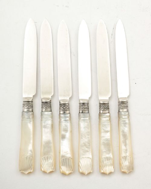 Beautiful Silver & Mother of Pearl Dessert Knives - Sheffield 1902