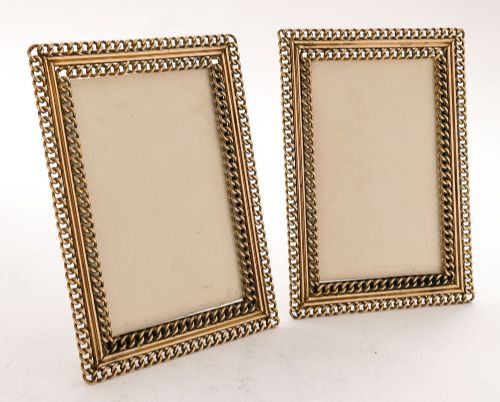 Nice English Pair 1920s Brass Ringed Photo Frames 