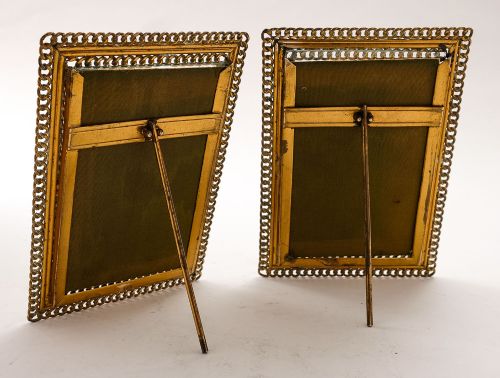 Nice English Pair 1920s Brass Ringed Photo Frames