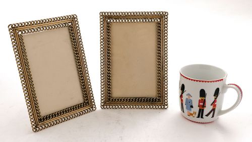 Nice English Pair 1920s Brass Ringed Photo Frames