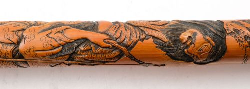 Fabulous Japanese Carved Bamboo Cane - circa 1900