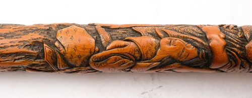 Fabulous Japanese Carved Bamboo Cane - circa 1900
