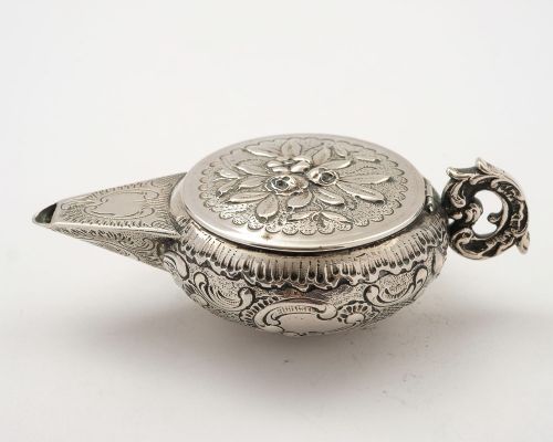 Unusual 800 Silver European Lamp Box - Circa 1900