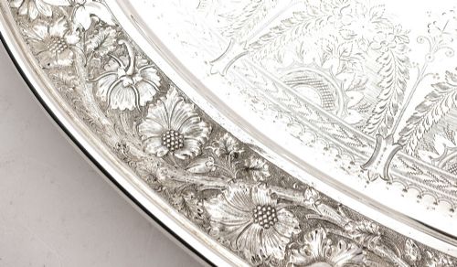 Fabulous Large Victorian Silver Plated Oval Tray - circa 1880