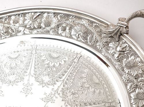 Fabulous Large Victorian Silver Plated Oval Tray - circa 1880
