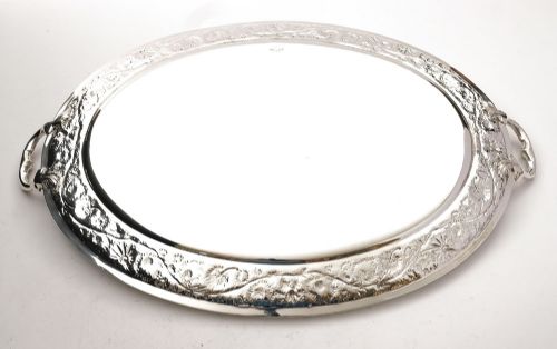 Fabulous Large Victorian Silver Plated Oval Tray - circa 1880