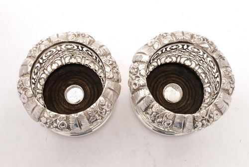 Stunning Pair Victorian Silver Plated Bottle Coaster - circa 1880