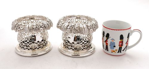 Stunning Pair Victorian Silver Plated Bottle Coaster - circa 1880