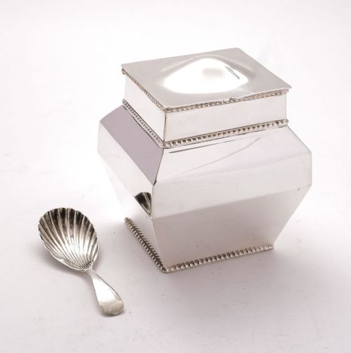 Good Edwardian Silver Plated Tea Caddy - circa 1905