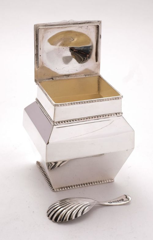 Good Edwardian Silver Plated Tea Caddy - circa 1905