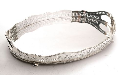 Nice Silver Plated Oval Gallery Tray - circa 1920