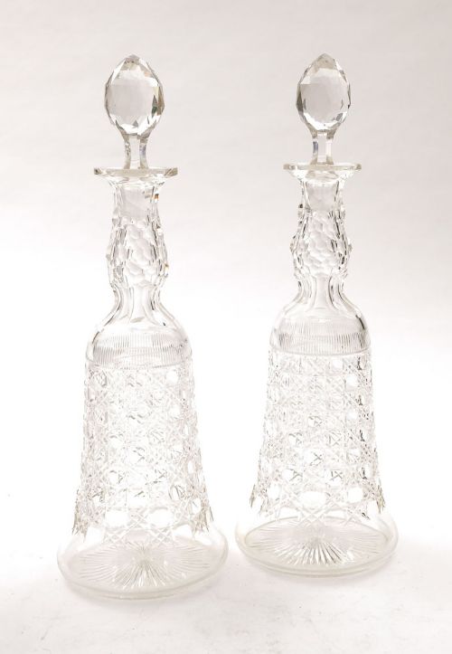 Lovely Pair Edwardian Cut Glass Decanters - circa 1905