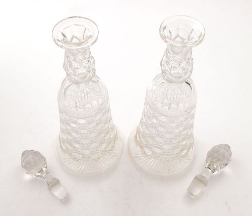 Lovely Pair Edwardian Cut Glass Decanters - circa 1905