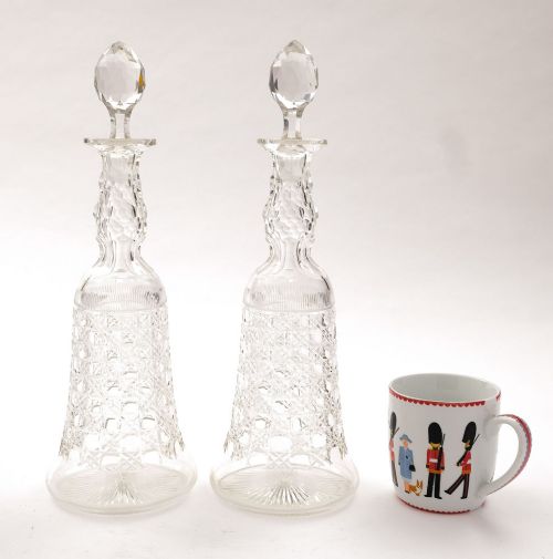 Lovely Pair Edwardian Cut Glass Decanters - circa 1905