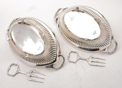 Lovely Pair Edwardian Silver Plated Bread Baskets - circa 1905
