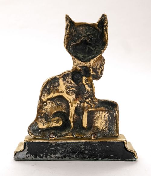 Unusual 1920s Brass CAT Doorstop