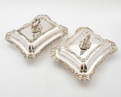 Nice Pair Silver Plated Entre Dishes - circa 1905