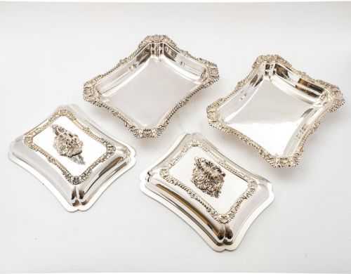 Nice Pair Silver Plated Entre Dishes - circa 1905