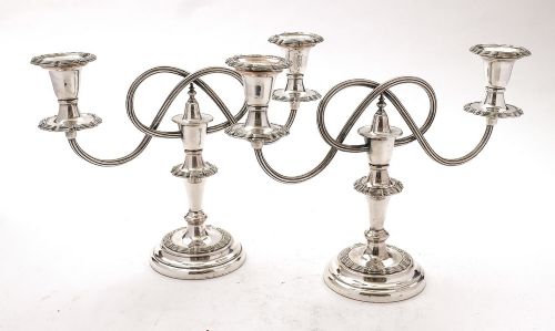 Beautiful Pair Silver Plated Candelabra - circa 1890