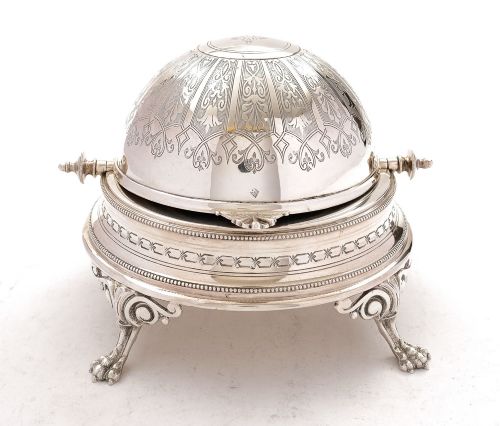 Nice Victorian Silver Plated Roll Over Butter Dish - 1878