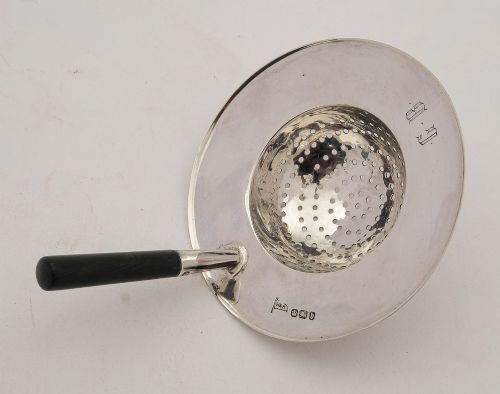 Nice Victorian Christopher Dresser Style Silver Tea Strainer - Sheffield 1894