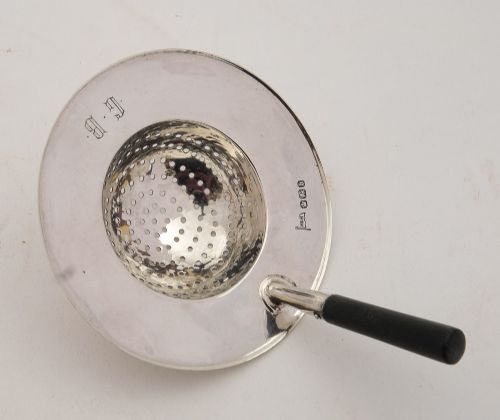 Nice Victorian Christopher Dresser Style Silver Tea Strainer - Sheffield 1894