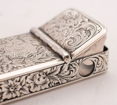 Rare Victorian Silver Vesta Case & Cigar Cutter - London 1856