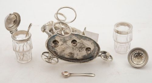 Gorgeous Victorian Silver Plated Donkey Cruet Set - 1883