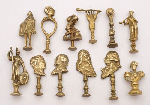 Unusual Collection of Twelve Brass Pipe Tampers - circa 1920