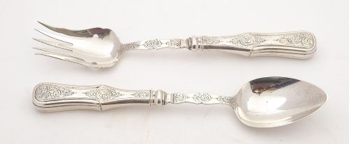 Lovely Pair Dutch Silver Salad Servers - 1855