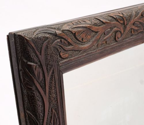 Fabulous English Carved Oak Arts & Crafts Mirror - circa 1900