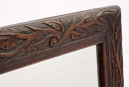 Fabulous English Carved Oak Arts & Crafts Mirror - circa 1900