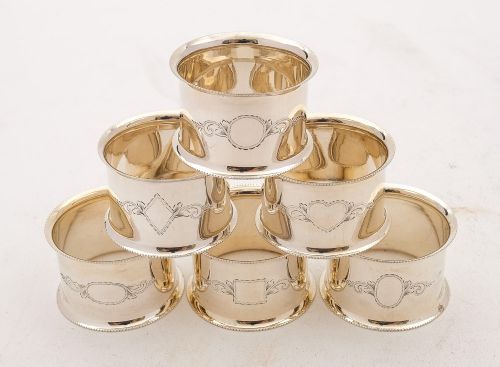 Gorgeous Cased Set of Six Napkin Rings - circa 1930
