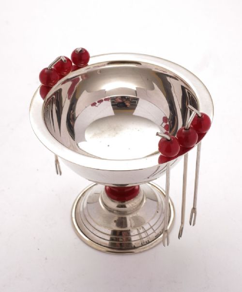 Lovely Art Deco Silver Plated Olive dish with cocktail sticks - circa 1930