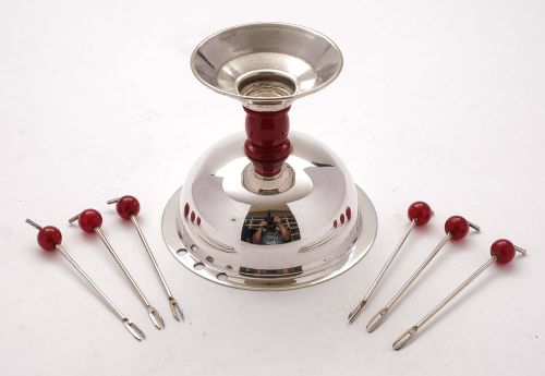 Lovely Art Deco Silver Plated Olive dish with cocktail sticks - circa 1930