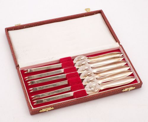 Lovely Cased Set of Lobster Picks - circa 1930