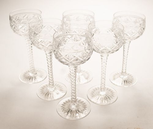 Lovely Set of 6 Tall Wine Glasses - circa 1920s