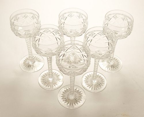 Lovely Set of 6 Tall Wine Glasses - circa 1920s