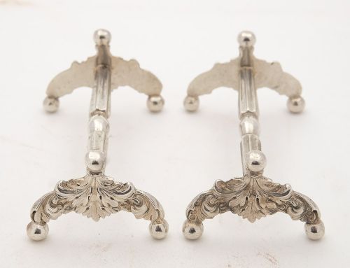 Unusual Pair Victorian Silver Knife Rests - London 1846